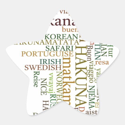 Multilingual Hakuna Matata Global Word Cloud Art Stern-Aufkleber (Vorderseite)