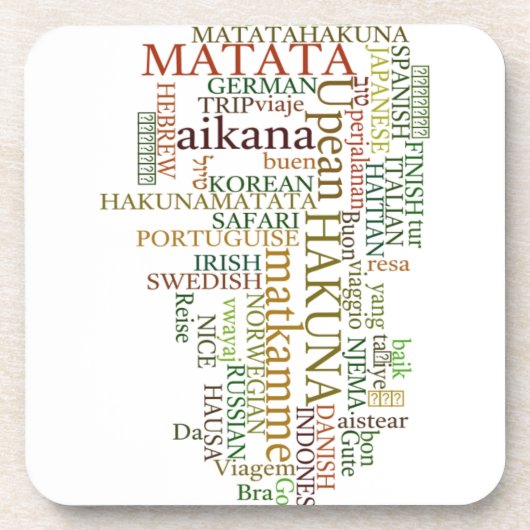 Multilingual Hakuna Matata Global Word Cloud Art Untersetzer (Vorderseite)