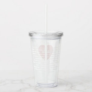 Multilingual Liebe Acrylic Tumbler Dusty Pink Acryltrinkbecher