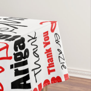 Multilingual Red Black Typografy Vielen Dank Tischdecke