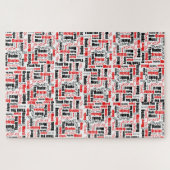 Multilingual Typography Thank You Red Black Puzzle (Horizontal)