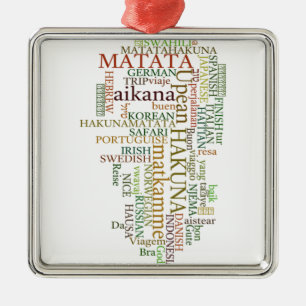 Multilinguales Hakuna Matata Globales Wortwolken-K Silbernes Ornament
