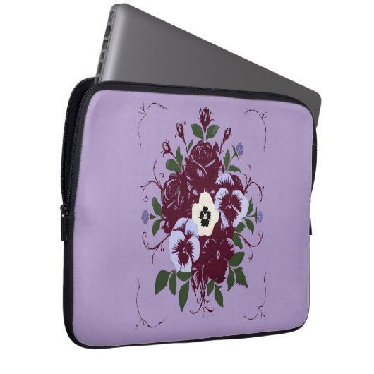 Multimedia-Verpackung - Veilchenstrauß Laptopschutzhülle (Vorne Rechts)