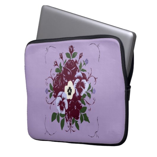 Multimedia-Verpackung - Veilchenstrauß Laptopschutzhülle (Vorderseite Links)