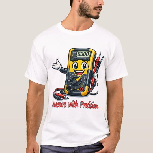 Multimeter Cartoon Maß mit Präzision T-Shirt (Vorderseite)
