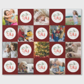 Multiphoto Merry & Bright Familienmuster Weihnacht Geschenkpapier (Flach)