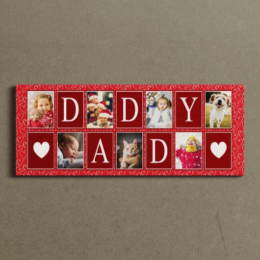 Multiphoto Red Heart Pattern Daddy Foto Leinwanddruck