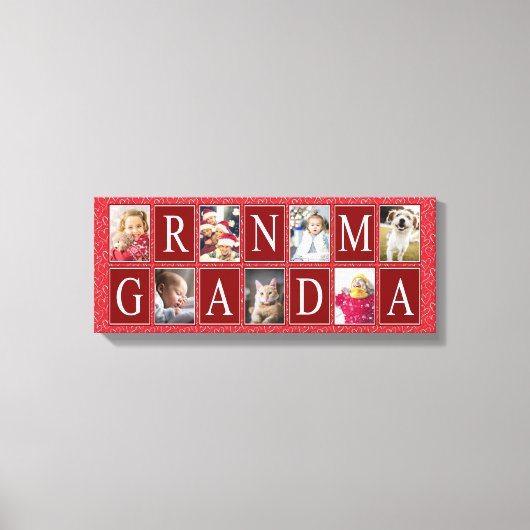 Multiphoto Red Heart Pattern Oma Foto Leinwanddruck (Vorderseite)