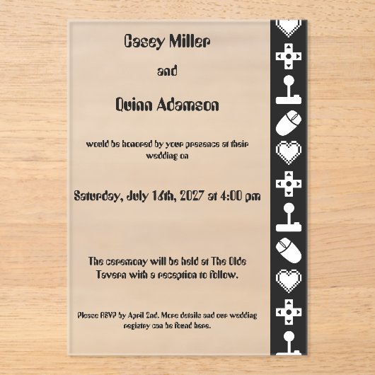 Multiplayer Mode in Black Acrylic Wedding  Acryleinladungen (Vorderseite)