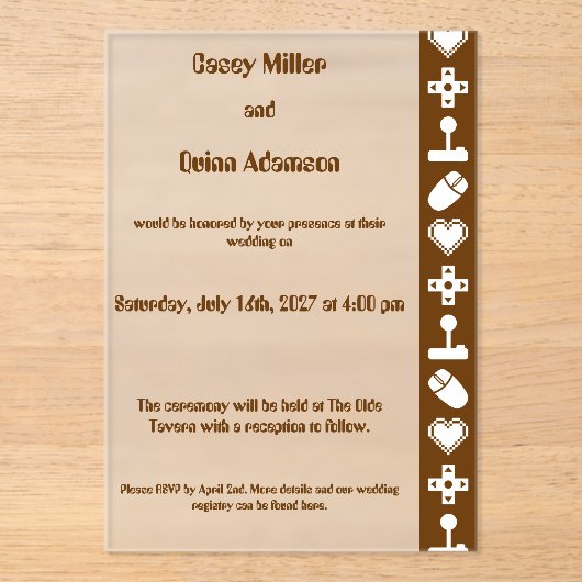 Multiplayer Mode in Chocolate Acrylic Wedding Acryleinladungen (Vorderseite)