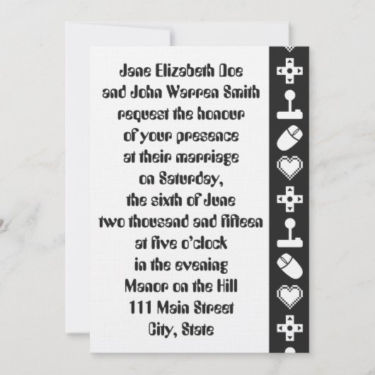 Multiplayer-Modus im Schwarzen Hochzeitsempfang Einladung (Vorderseite)