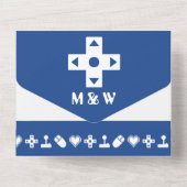 Multiplayer-Modus in Blau All In One Einladung (Rückseite)