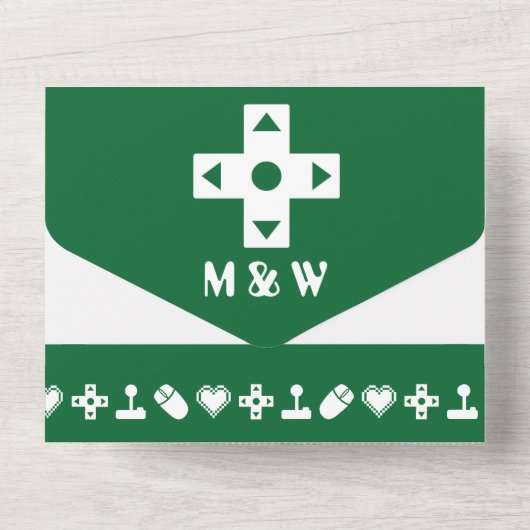 Multiplayer-Modus in Grün All In One Einladung (Rückseite)