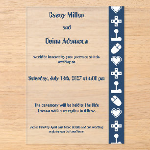 Multiplayer-Modus in Navy-Acrylfarbe Hochzeit Acryleinladungen