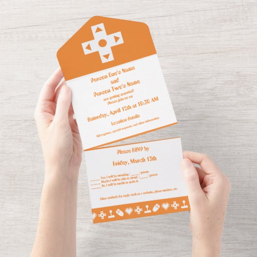 Multiplayer-Modus in Orange All In One Einladung (Abreißen)