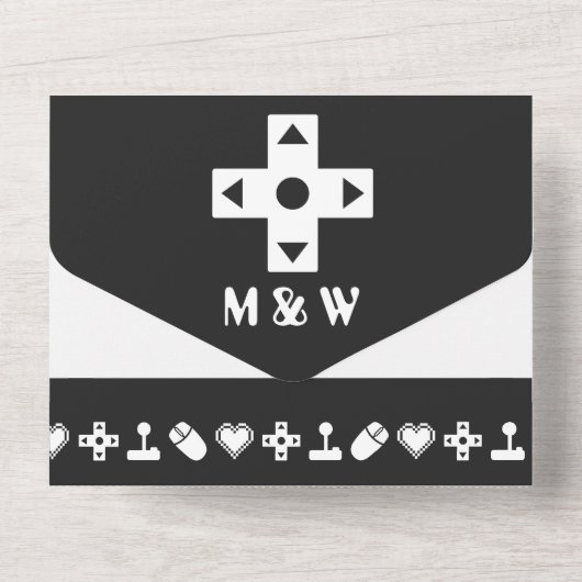 Multiplayer-Modus in Schwarz All In One Einladung (Rückseite)