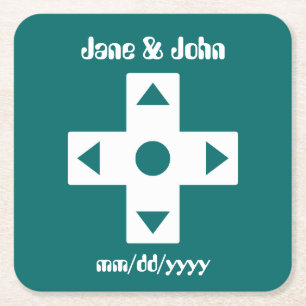 Multiplayer-Modus in Teal Paper Coaster Rechteckiger Pappuntersetzer