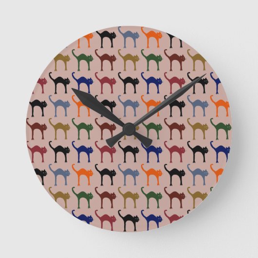 multiple cats ~ animal pattern runde wanduhr (Vorderseite)