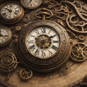 Multiple Clocks and Pocket Watches v2 Tissue Paper Seidenpapier