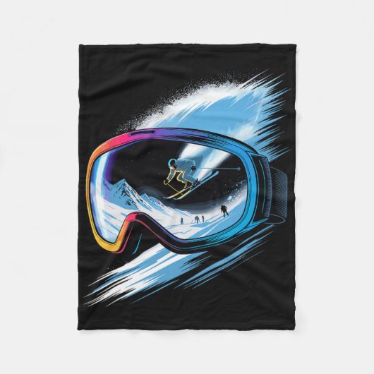 Multiple Exposure Art Skiing Mountain Ski Snow Win Fleecedecke (Vorderseite)