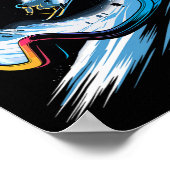 Multiple Exposure Art Skiing Mountain Ski Snow Win Poster (Ecke)