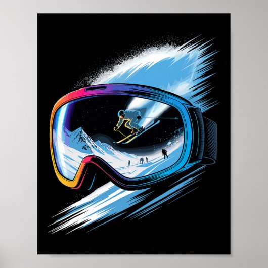 Multiple Exposure Art Skiing Mountain Ski Snow Win Poster (Vorne)