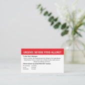 Multiple Food Allergy Alert Visitenkarte (Stehend Vorderseite)