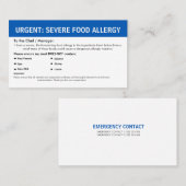 Multiple Food Allergy Alert Visitenkarte (Vorne/Hinten)