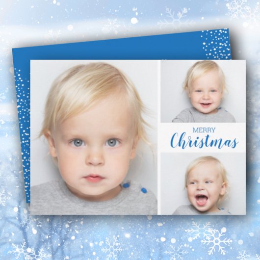 Multiple Foto Blue Frohe Weihnachtskarte Feiertagskarte