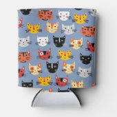 Multiple Fun Kitty Cats Muster blau Dosenkühler (Vorderseite)
