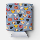 Multiple Fun Kitty Cats Muster blau Dosenkühler (Rückseite)