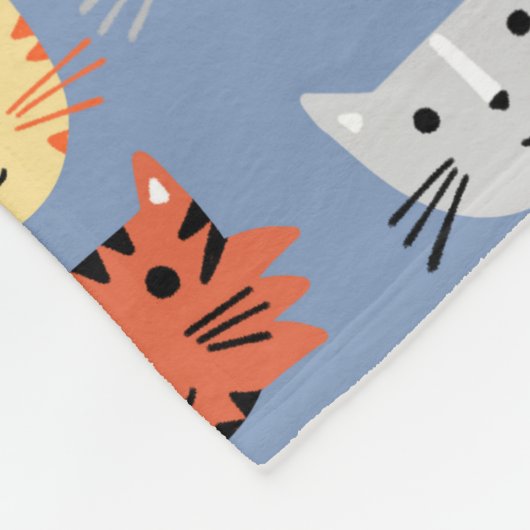 Multiple Fun Kitty Cats Muster blau Fleecedecke (Ecke)
