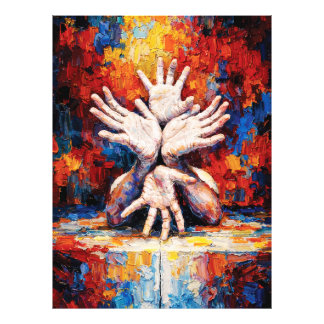 Multiple Hands Reaching Upward Expressive Abstract Fotodruck