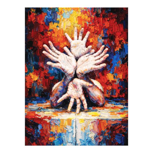 Multiple Hands Reaching Upward Expressive Abstract Fotodruck (Vorne)