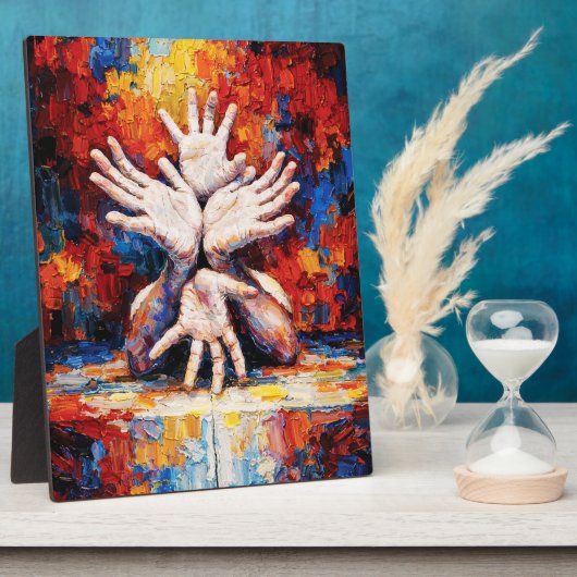 Multiple Hands Reaching Upward Expressive Abstract Fotoplatte (Seite)