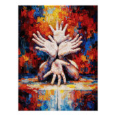 Multiple Hands Reaching Upward Expressive Abstract Poster (Vorderseite)