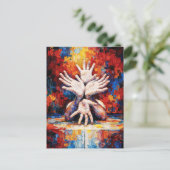 Multiple Hands Reaching Upward Expressive Abstract Postkarte (Stehend Vorderseite)