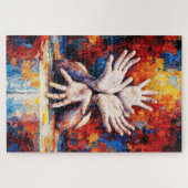 Multiple Hands Reaching Upward Expressive Abstract Puzzle (Horizontal)