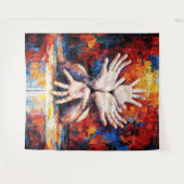 Multiple Hands Reaching Upward Expressive Abstract Wandteppich (Vorderseite (Horizontal))