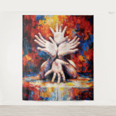 Multiple Hands Reaching Upward Expressive Abstract Wandteppich (Vorderseite)
