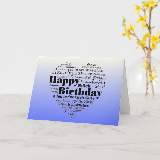 Multiple Language Birthday Wishing Karte (Gelbe Blume)