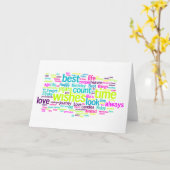 Multiple Language Birthday Word Cloud Karte (Gelbe Blume)