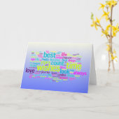 Multiple Language Birthday Word Cloud Karte (Gelbe Blume)