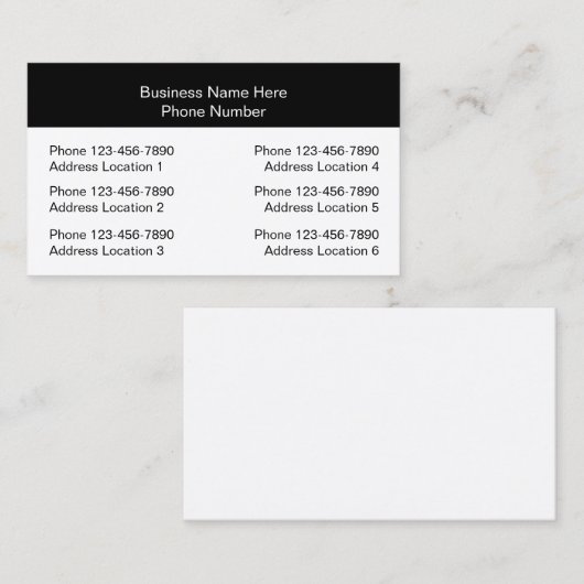 Multiple Location Business Cards Design Layout Visitenkarte (Vorne/Hinten)