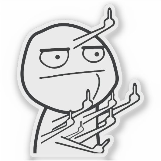 Multiple Middle Fingers Rage Face Meme Mug Aufkleber (Vorderseite)