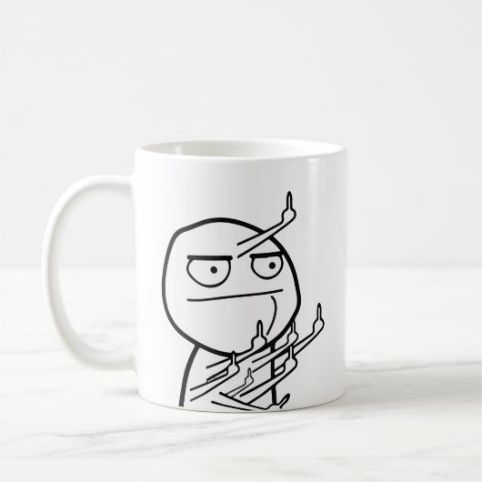 Multiple Middle Fingers Rage Face Meme Mug Kaffeetasse (Links)