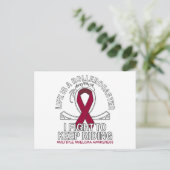 Multiple Myeloma cancer awareness burgundy ribbon Postkarte (Stehend Vorderseite)