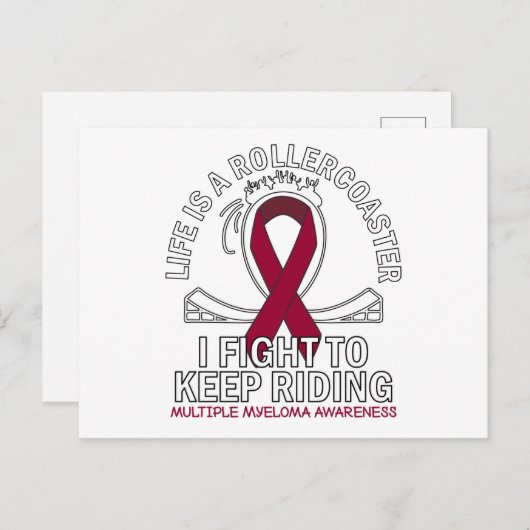 Multiple Myeloma cancer awareness burgundy ribbon Postkarte (Vorne/Hinten)