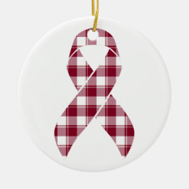 Multiple Myeloma Cancer Awareness Plaid Burgundy Keramik Ornament
