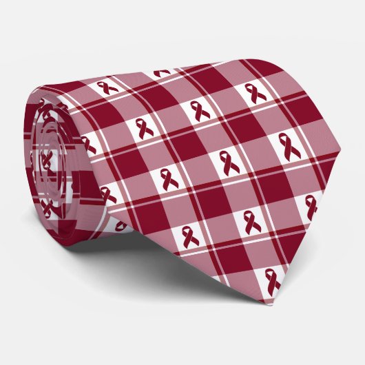 Multiple Myeloma Cancer Awareness Plaid Burgundy Krawatte (Gerollt)